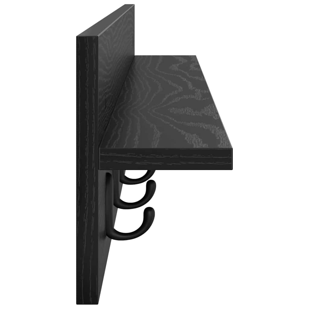 Vægmonteret Jakkeholder med hylde Sort eg 100 x 10.5 x 18 cm
