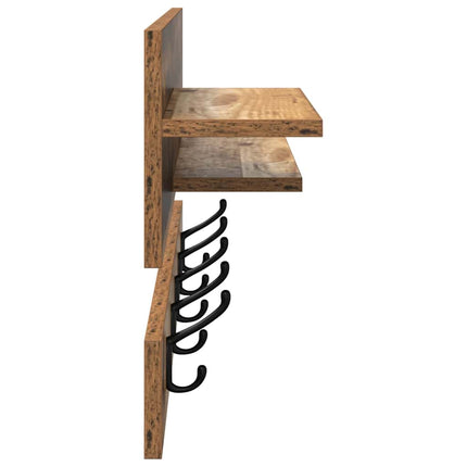 Vægmonteret Jakkeholder med hylde Gammelt træ 90 x 15 x 36 cm