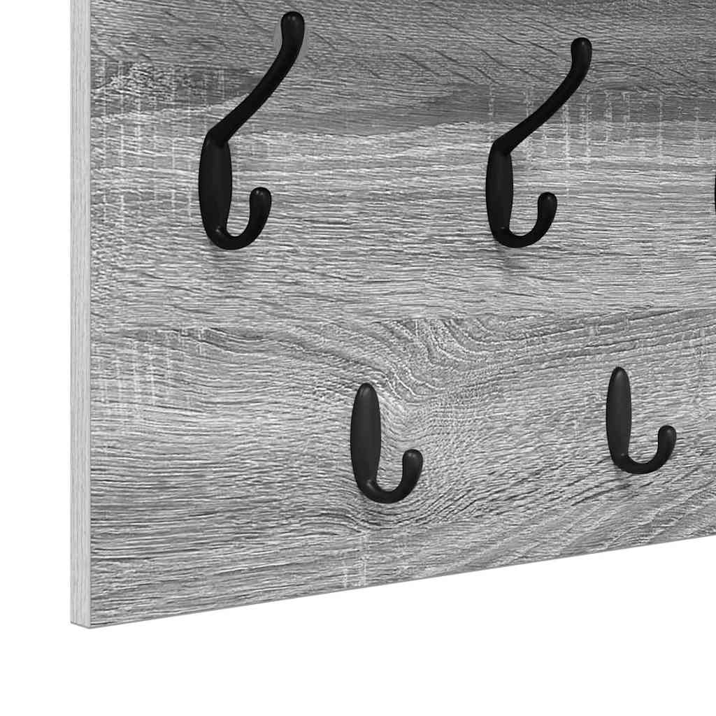 Vægmonteret Jakkeholder med hylde Grå sonoma-eg 60 x 40 x 12 cm