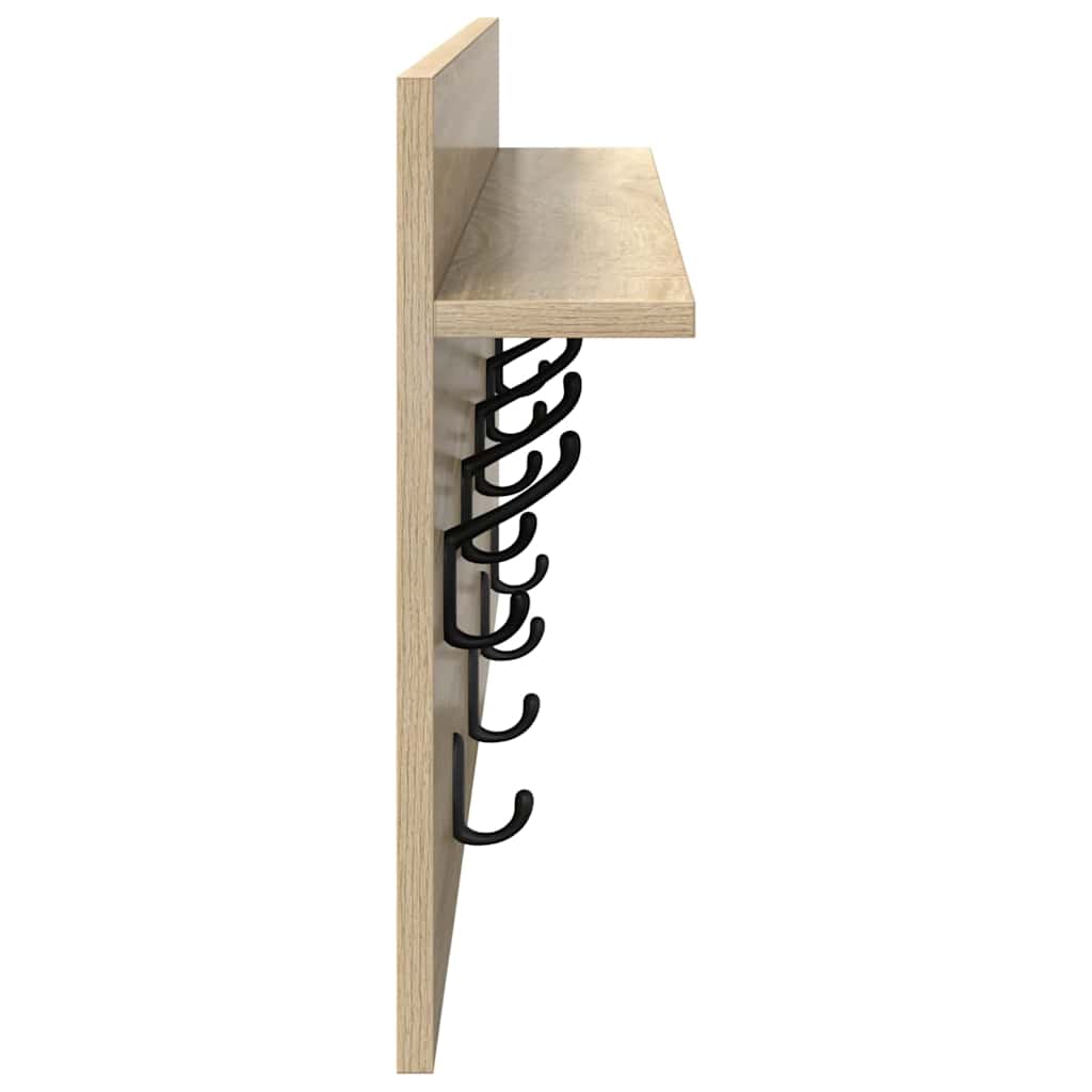 Vægmonteret Jakkeholder med hylde Sonoma-eg 80 x 40 x 12 cm