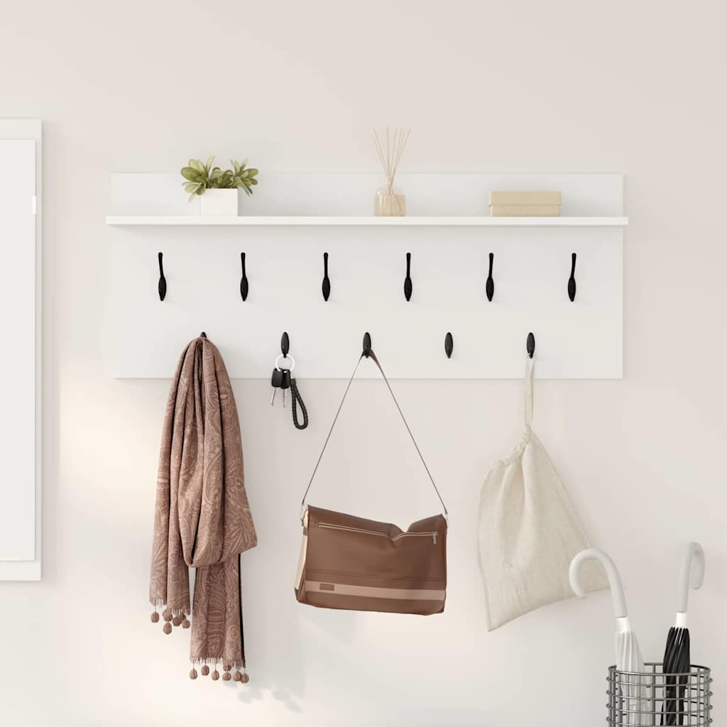 Vægmonteret Jakkeholder med hylde Hvid Konstrueret træ