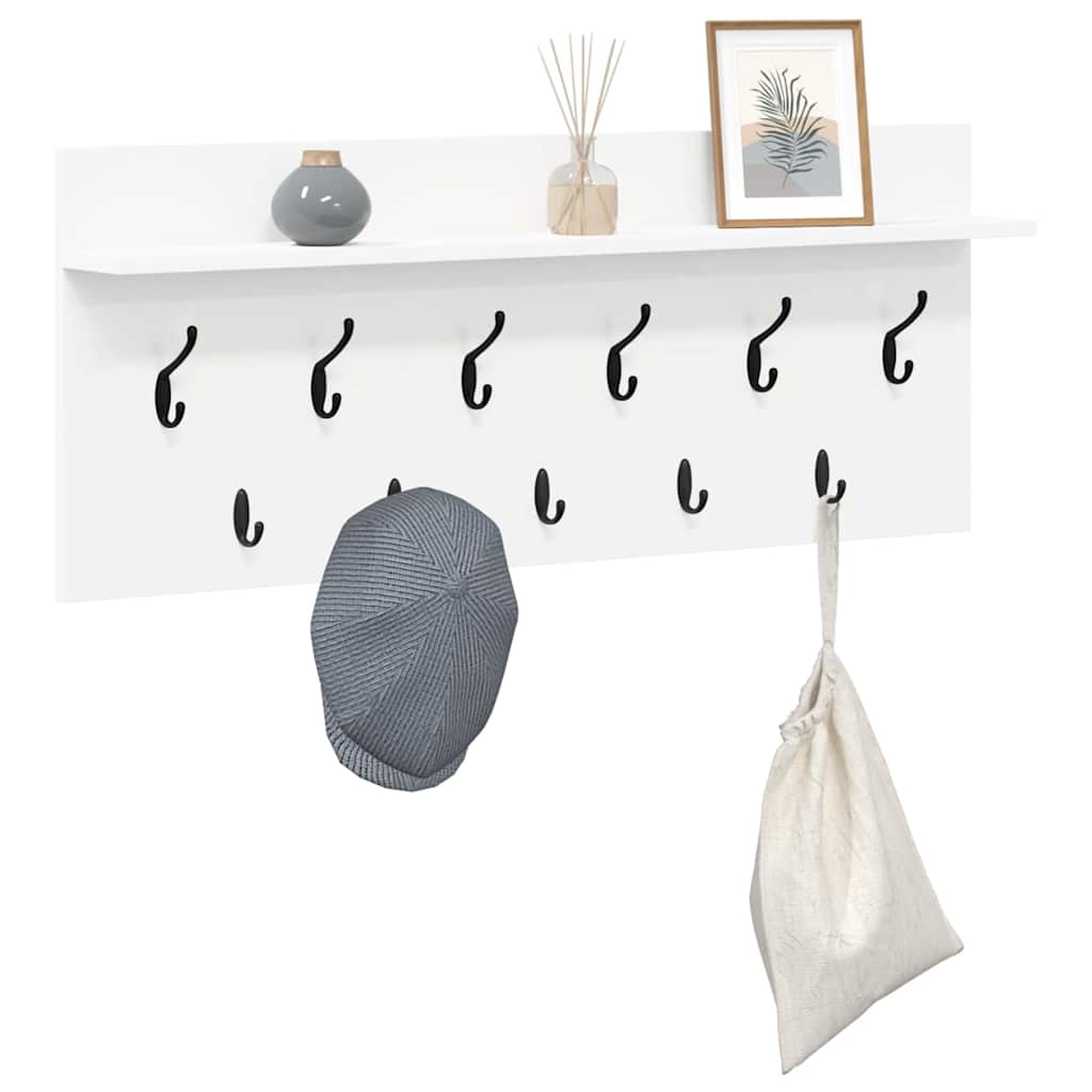 Vægmonteret Jakkeholder med hylde Hvid Konstrueret træ