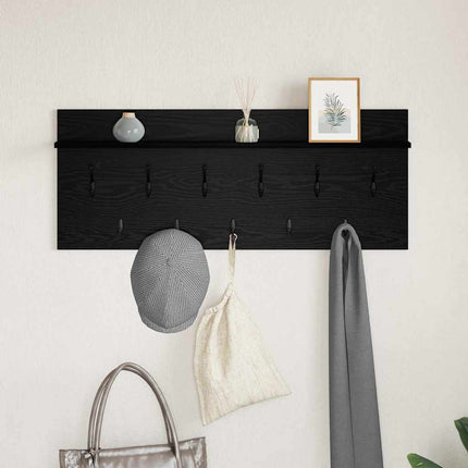 Vægmonteret Jakkeholder med hylde Sort eg 100 x 40 x 12 cm