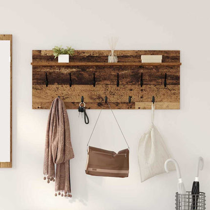 Vægmonteret Jakkeholder med hylde Gammelt træ 100 x 40 x 12 cm