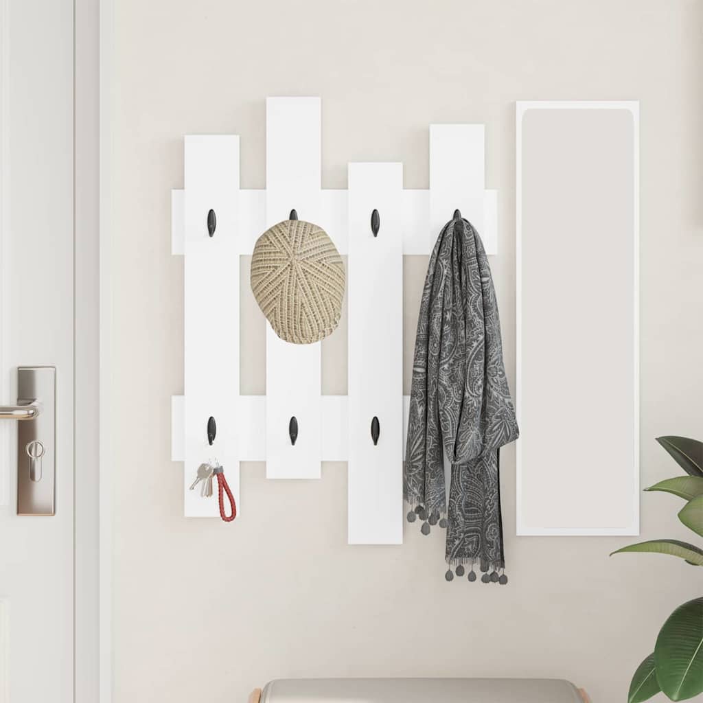Vægmonteret Jakkeholder Hvid 60 x 3 x 82 cm Konstrueret træ