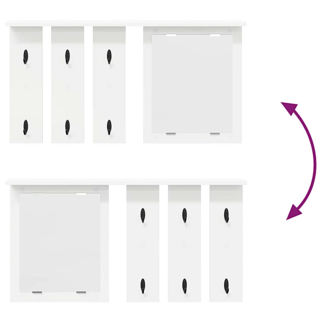 Vægmonteret Jakkeholder Hvid 85 x 10 x 45 cm Konstrueret træ