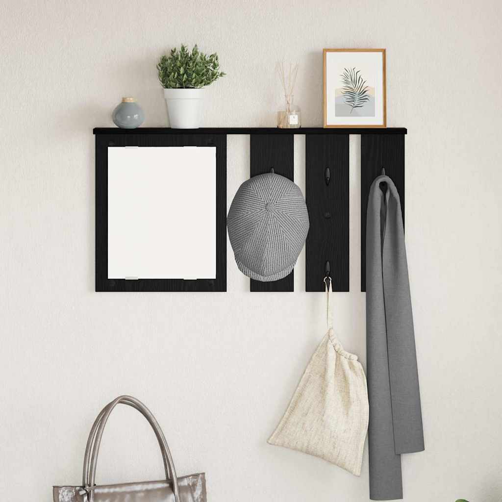 Vægmonteret Jakkeholder Sort eg 85 x 10 x 45 cm Konstrueret træ