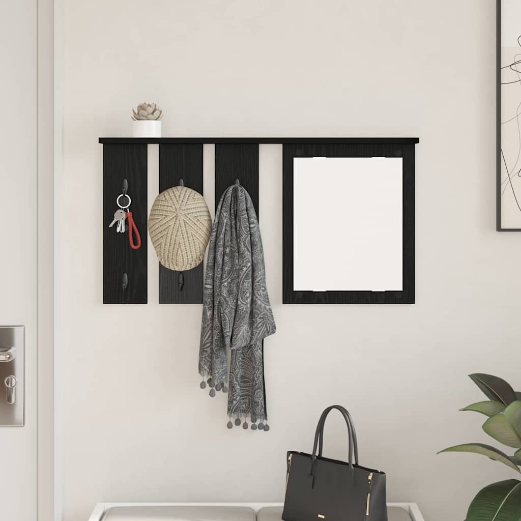Vægmonteret Jakkeholder Sort eg 85 x 10 x 45 cm Konstrueret træ