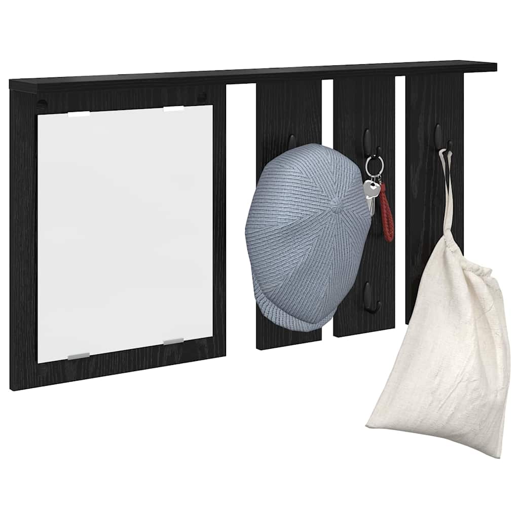 Vægmonteret Jakkeholder Sort eg 85 x 10 x 45 cm Konstrueret træ