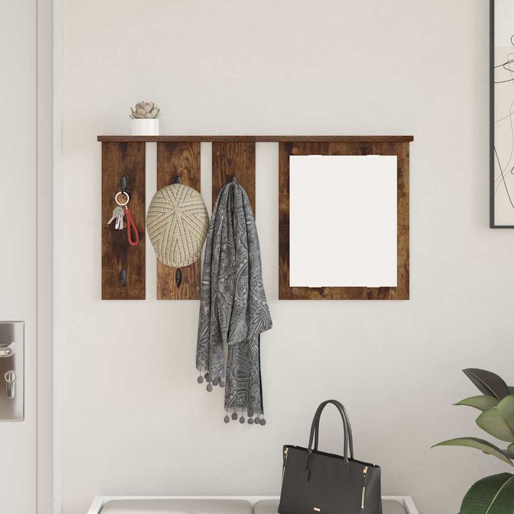 Vægmonteret Jakkeholder med hylde Røget eg 85 x 10 x 45 cm