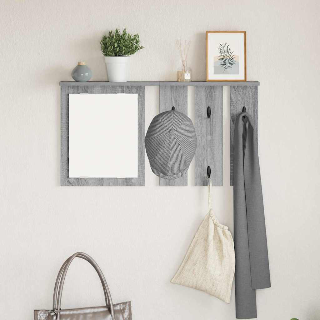Vægmonteret Jakkeholder med hylde Grå sonoma-eg 85 x 10 x 45 cm