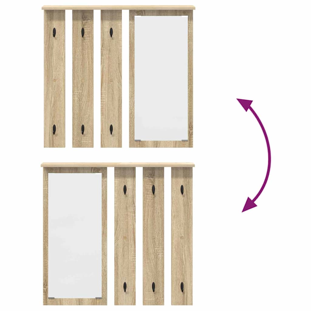 Vægmonteret Jakkeholder med hylde Sonoma-eg 84 x 10 x 80 cm