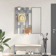Vægmonteret Jakkeholder med spejl Grå Sonoma 100 x 10 x 100 cm