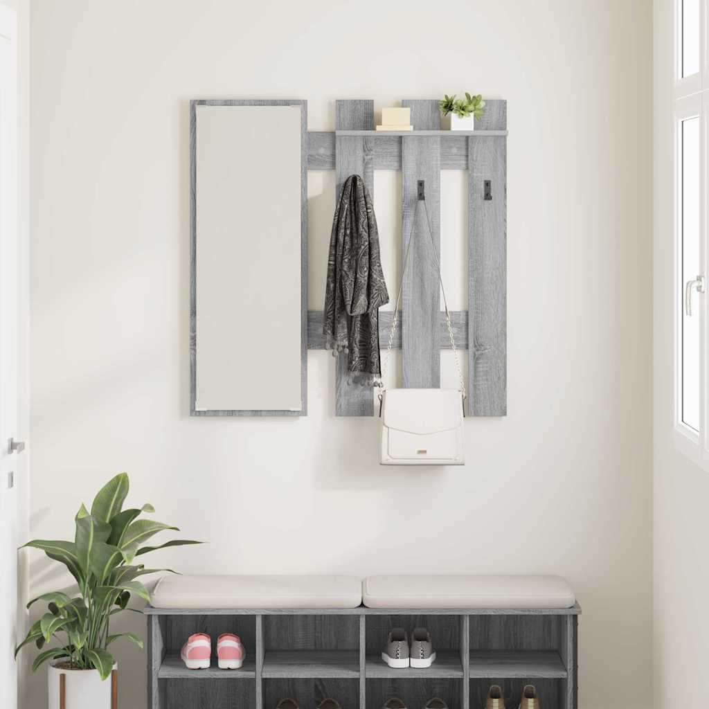 Vægmonteret Jakkeholder med spejl Grå Sonoma 100 x 10 x 100 cm
