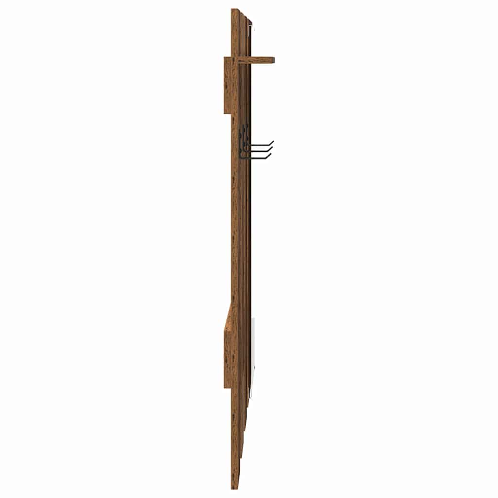 Vægmonteret Jakkeholder med spejl Gammelt træ 100 x 10 x 100 cm