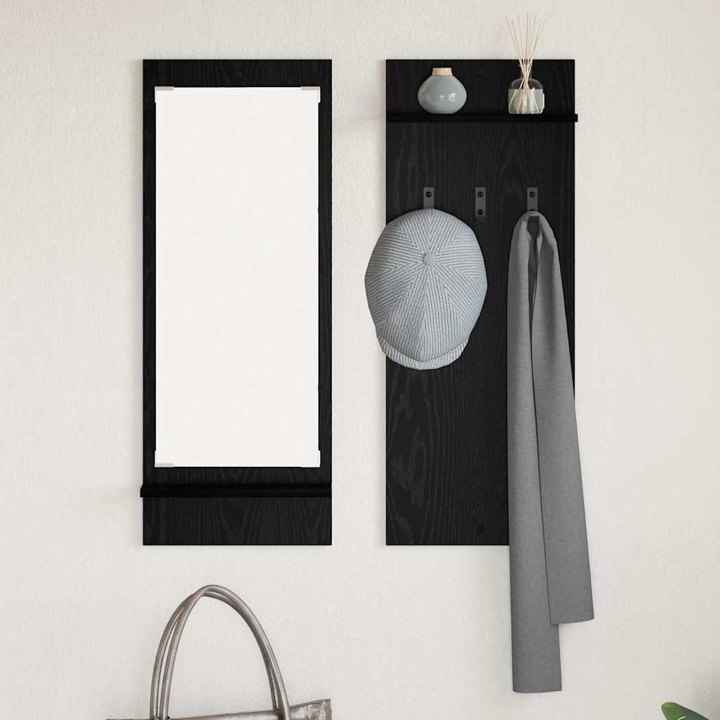 Vægmonteret Jakkeholder Sort eg 70 x 10 x 90 cm Konstrueret træ
