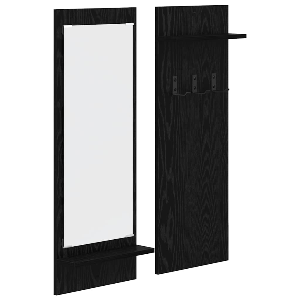 Vægmonteret Jakkeholder Sort eg 70 x 10 x 90 cm Konstrueret træ