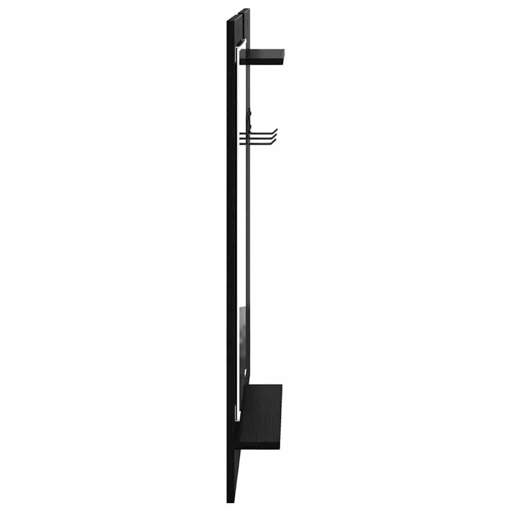 Vægmonteret Jakkeholder Sort eg 70 x 10 x 90 cm Konstrueret træ