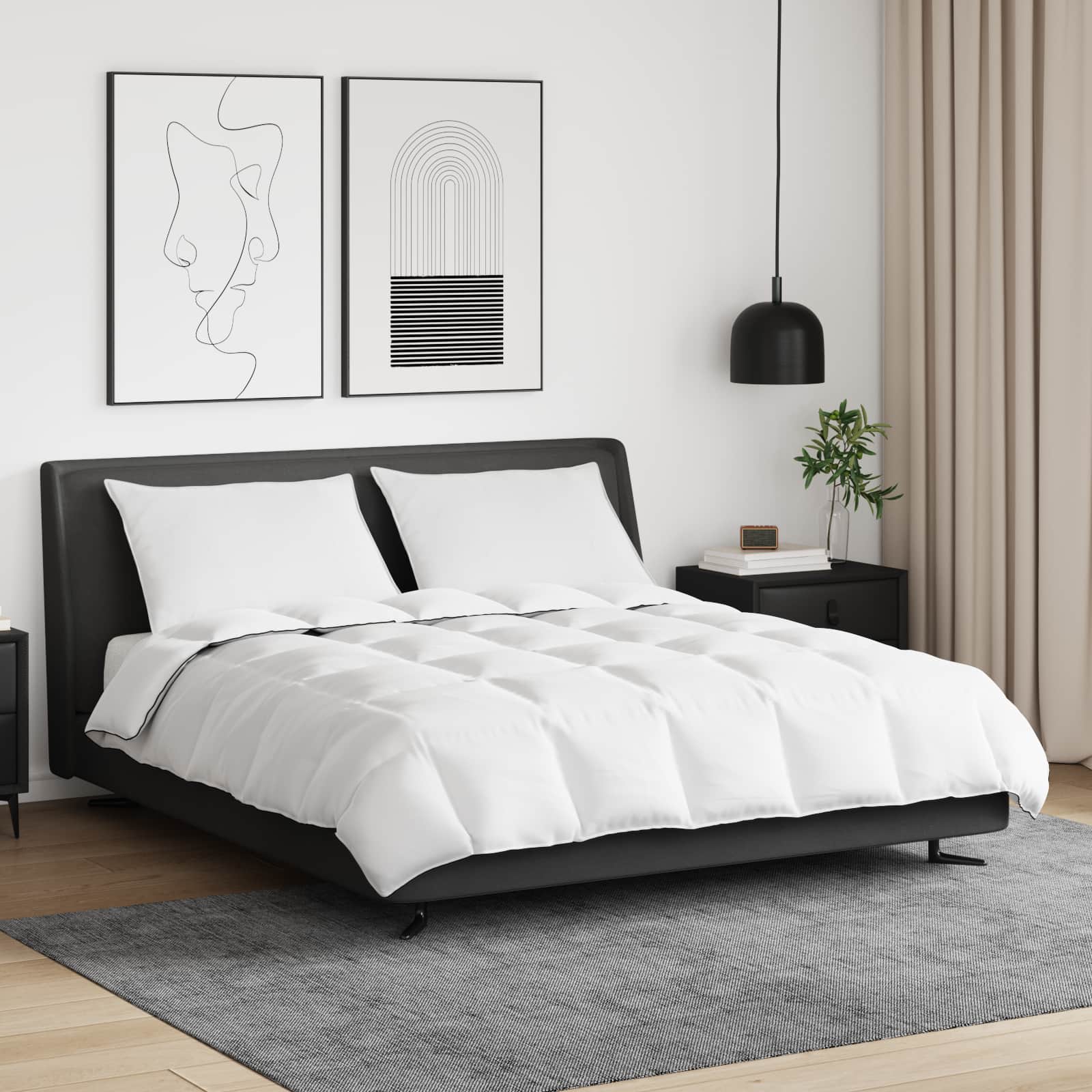 Vinter dyne med pude 3 pcs Hvid Dunfjer