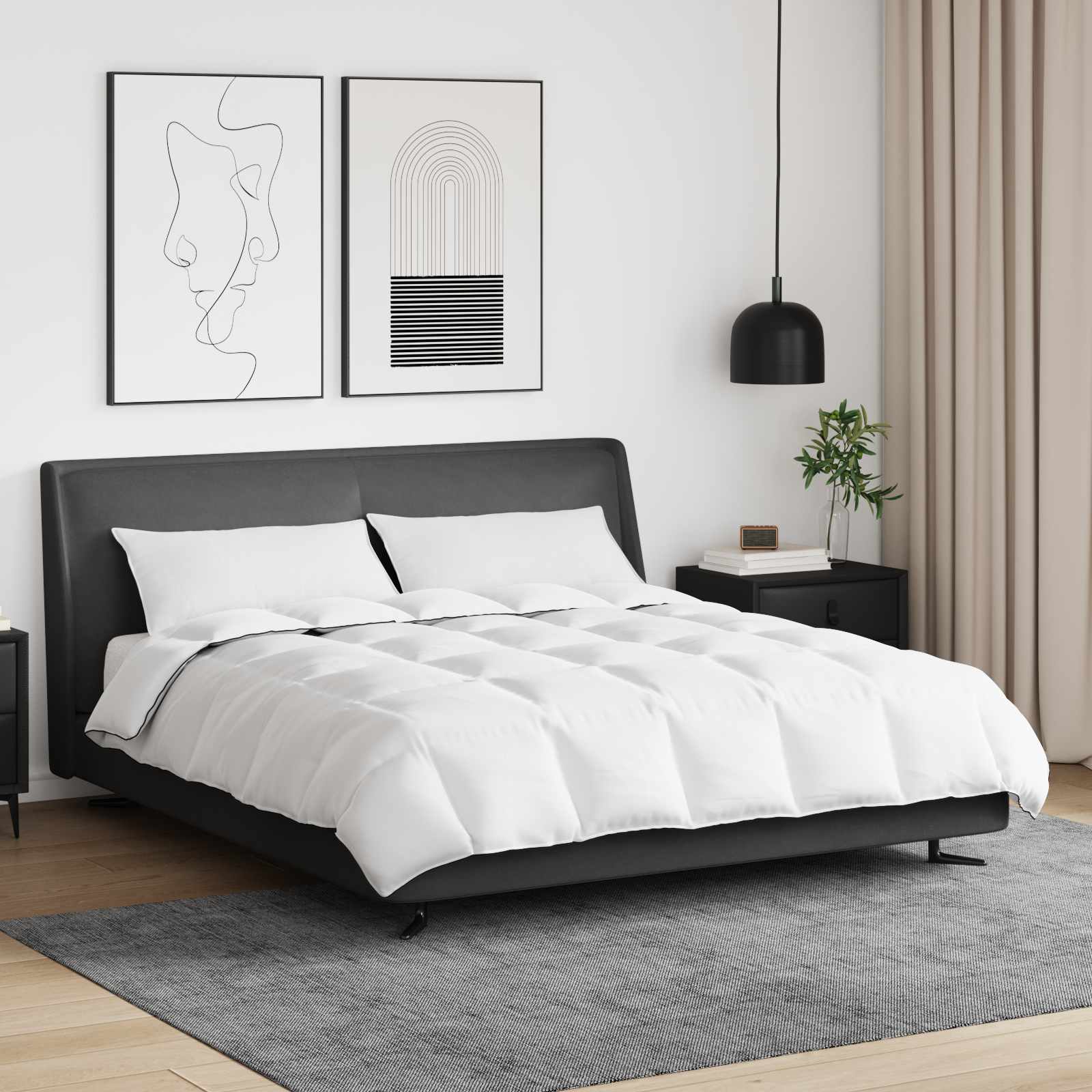 Vinter dyne med pude 3 pcs Hvid Dunfjer