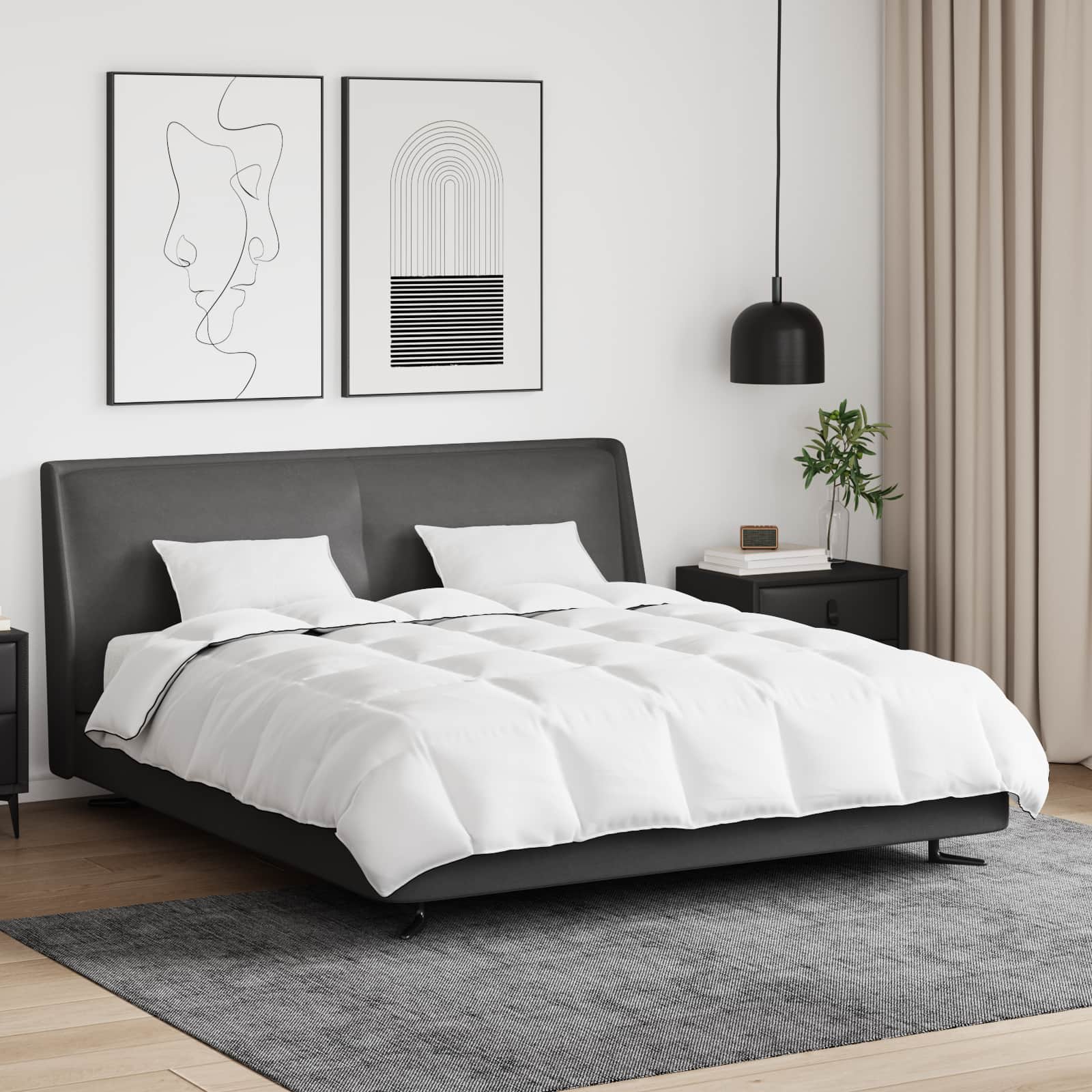 Vinter dyne med pude 3 pcs Hvid Dunfjer