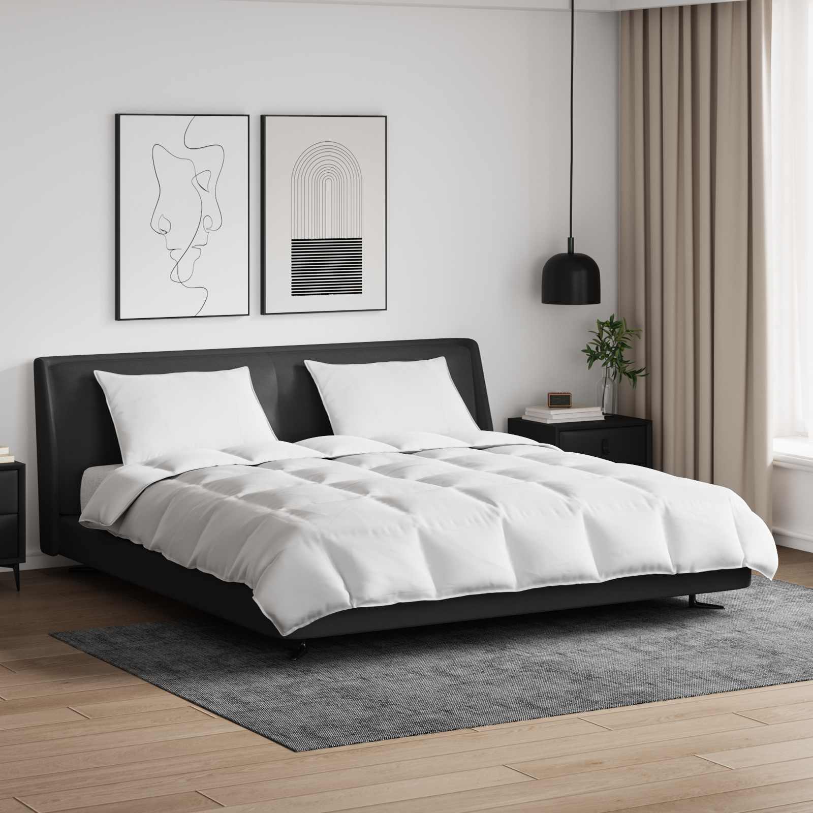 Dynebetræk Sæt med pude 3 pcs Hvid Dunfjer