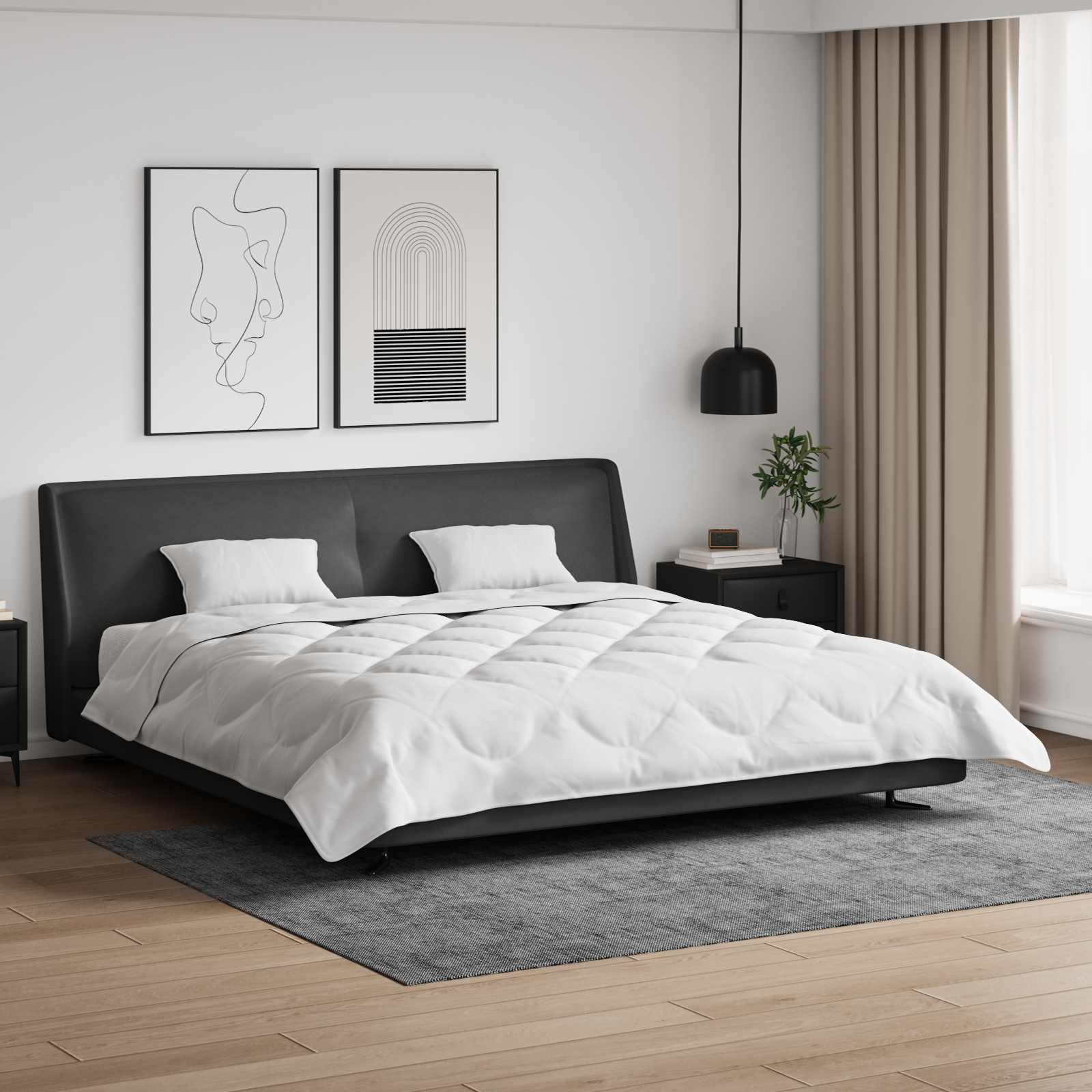 Dyne med pude 3 pcs Hvid Mikrofiber billede