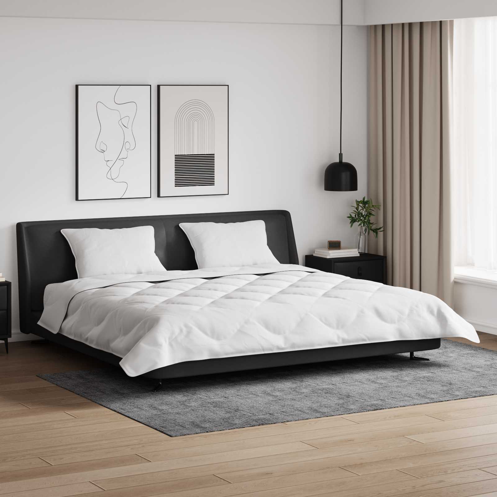 Dyne med puder med pude 3 pcs Hvid Mikrofiber og Dunfjer billede