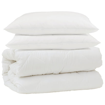 Dynebetræk Sæt med pude 3 stk. Hvid Microfiber