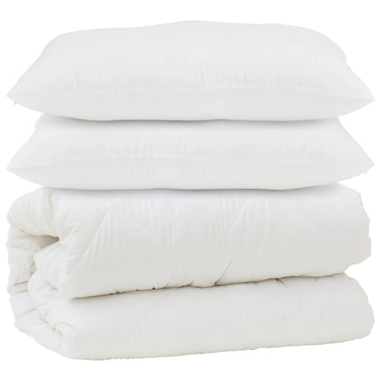 Dyne med pude 3 stk. Hvid Mikrofiber