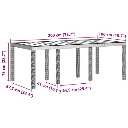Havemøbel Bord Hvid 200 x 100 x 73 cm polyrattan