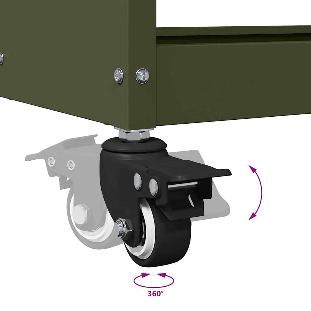 Værktøjsvogn Oliven grøn 75 x 35 x 73 cm Koldvalset stål