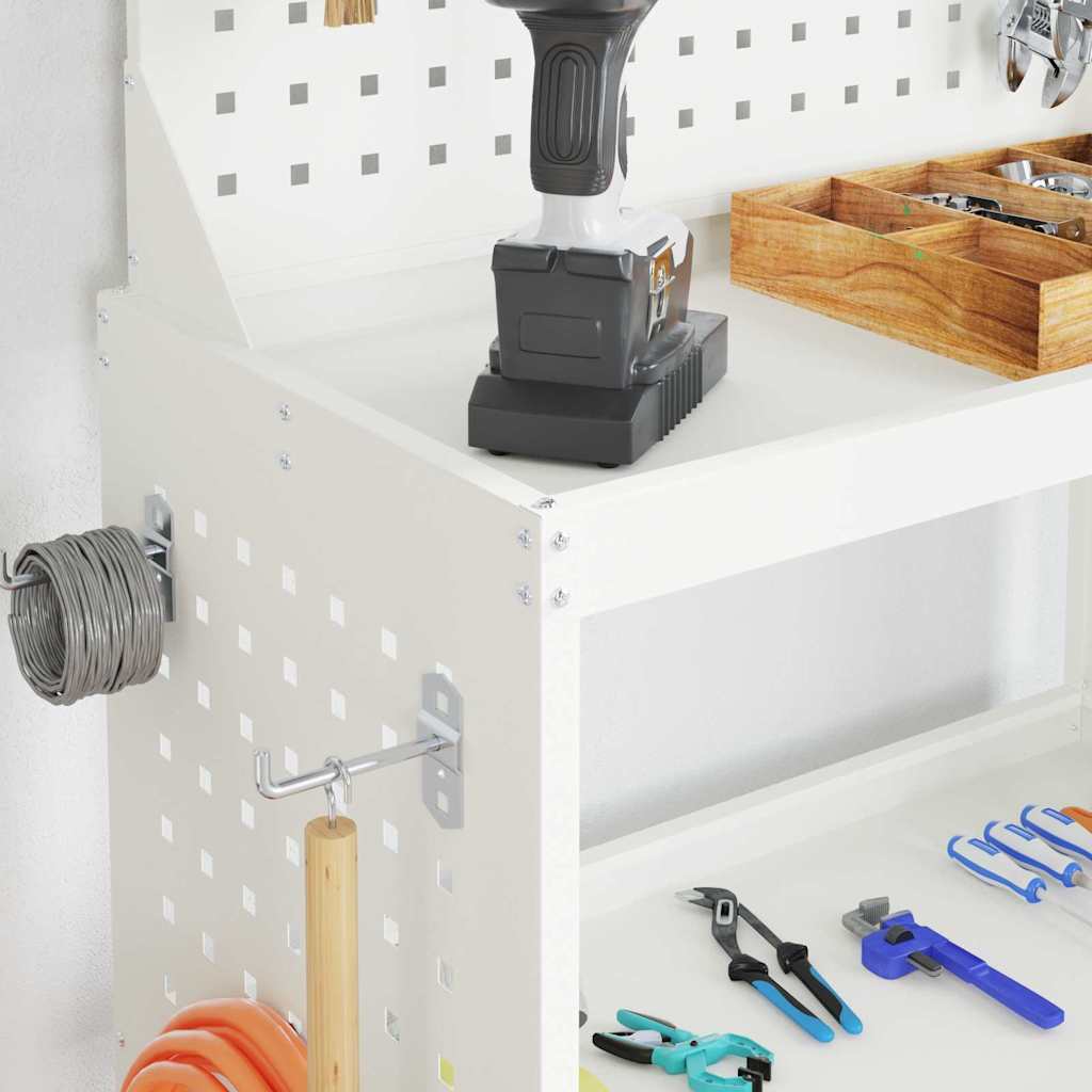 Værktøjsvogn med hylde Hvid 65 x 35 x 111 cm Koldvalset stål