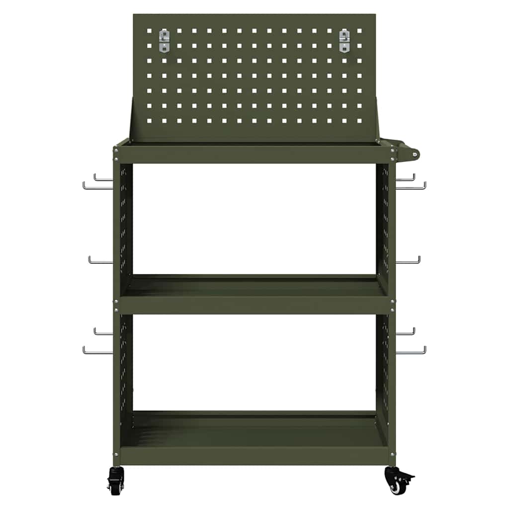 Værktøjsvogn Oliven grøn 65 x 35 x 111 cm Koldvalset stål