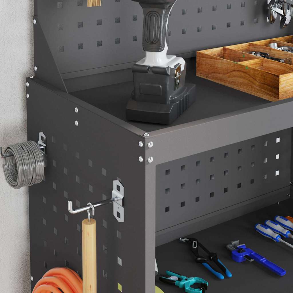 Værktøjsvogn med hylde Sort 65 x 35 x 111 cm Koldvalset stål