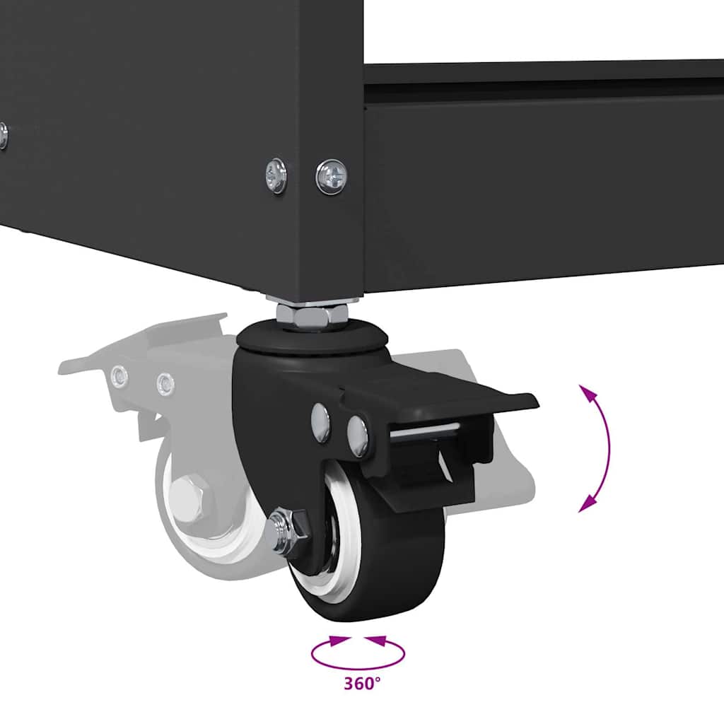Værktøjsvogn med hylde Sort 65 x 35 x 111 cm Koldvalset stål