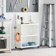 Værktøjsvogn med hylde Hvid 65 x 35 x 111 cm Koldvalset stål