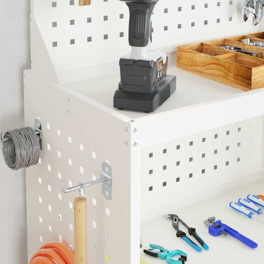 Værktøjsvogn med hylde Hvid 65 x 35 x 111 cm Koldvalset stål