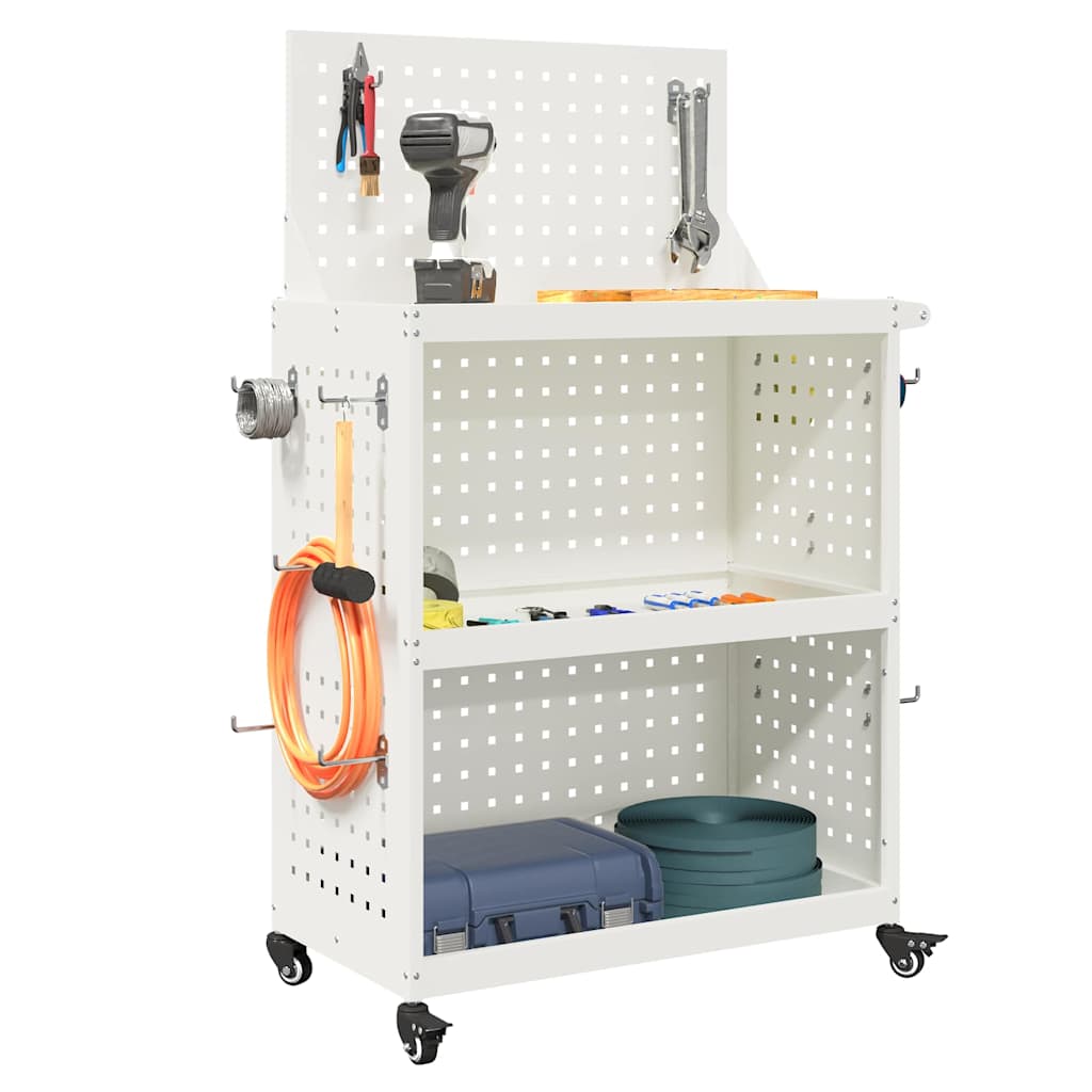 Værktøjsvogn med hylde Hvid 65 x 35 x 111 cm Koldvalset stål