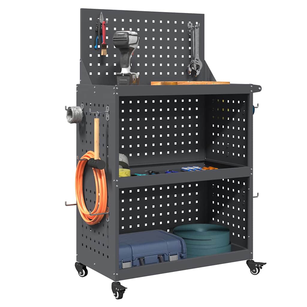 Værktøjsvogn med hjul Antracit 65 x 35 x 111 cm Koldvalset stål