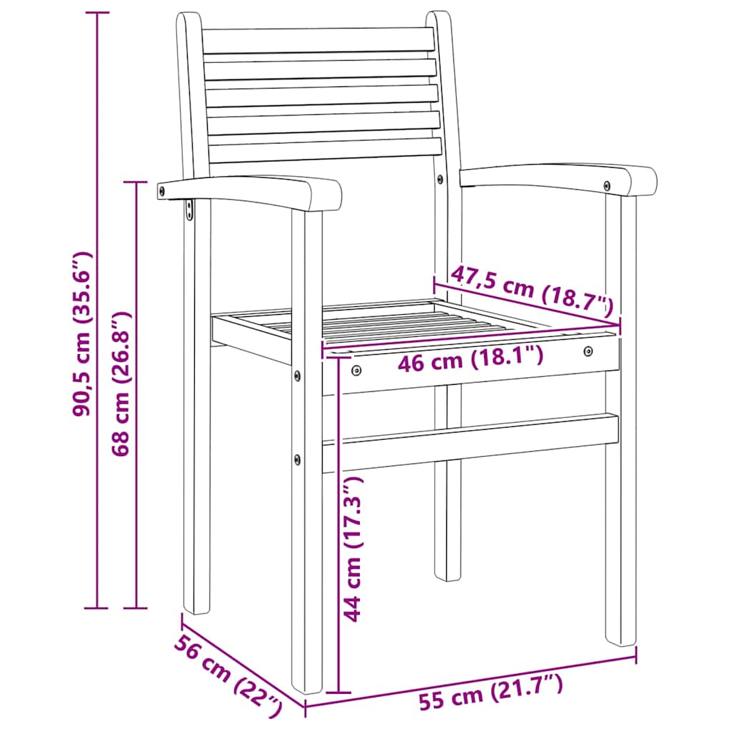 Stol 8 pcs Brun 56 x 55 x 90.5 cm Massiv Teaktræ