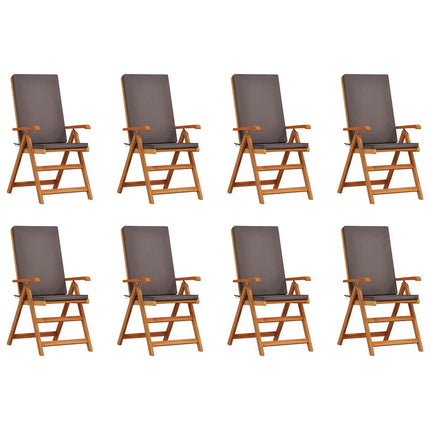 Have Stol 8 stk. Brun og grå Massiv Teaktræ