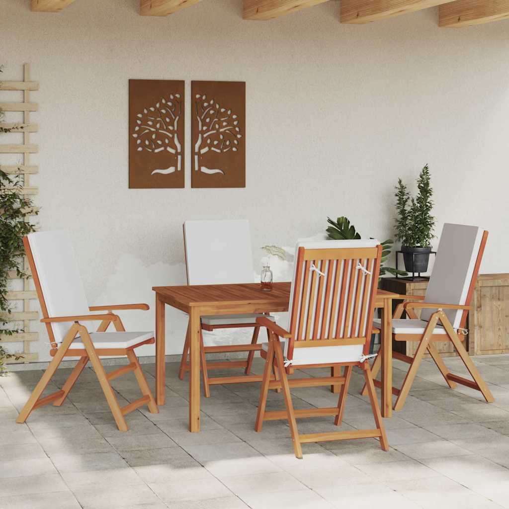 Have Stol 4 pcs Brun og hvid 57 x 71,5 x 104 cm Massiv Teaktræ