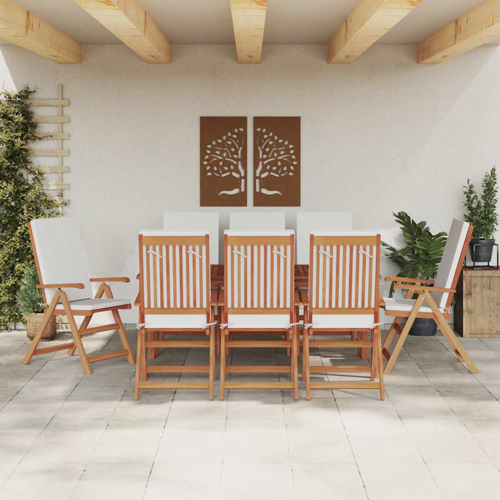 Have Stol 8 pcs Brun og hvid 57 x 71,5 x 104 cm Massiv Teaktræ