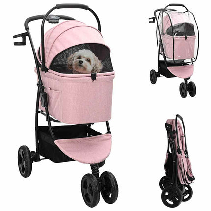 Sammenklappelig kæledyrsvogn Lyserød 78 x 54 x 101 cm Polyester