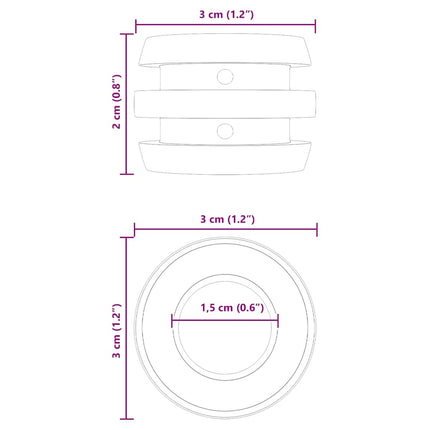 Foosball Bord Bumper 16 pcs Sort 3 x 3 x 2 cm TPE