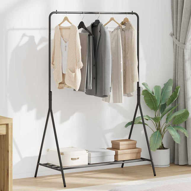 Tøjstativ med opbevaring Sort 100 x 56 x 154 cm Stål