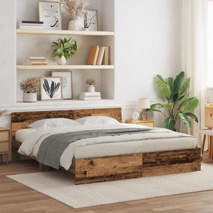 Sengestel med hovedgærde Gammelt træ 203 x 185 x 70 cm
