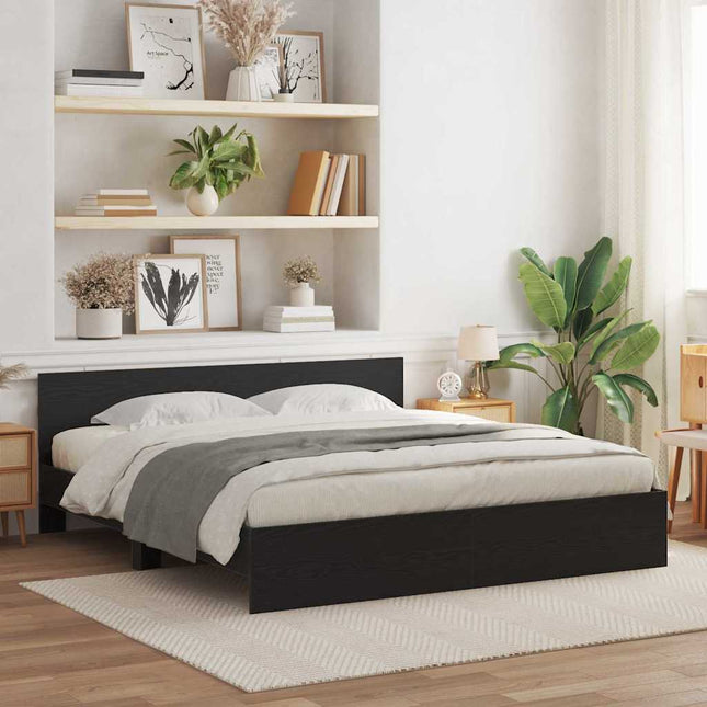 Sengestel Vægmonteret Sort eg 203 x 185 x 70 cm Konstrueret træ