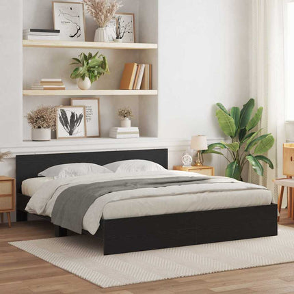 Sengeramme med sengegavl Sort eg 180 x 200 cm Konstrueret træ